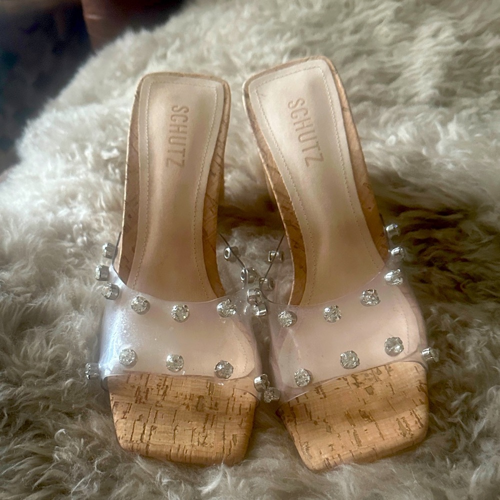 Schutz clear with stones sandals 8  FREE SHIPPING